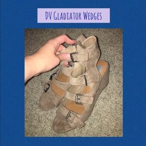 DV Tan Gladiator Wedge Sandals